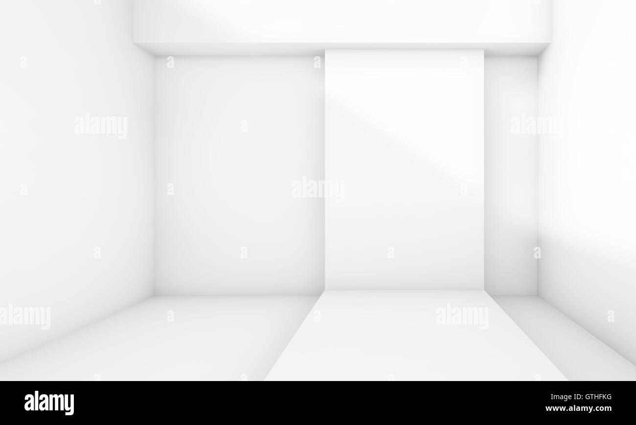 Abstract white empty room interior. 3d render illustration, studio with ...