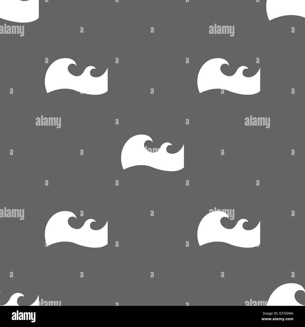 Waves icon sign. Seamless pattern on a gray background. Vector Stock ...
