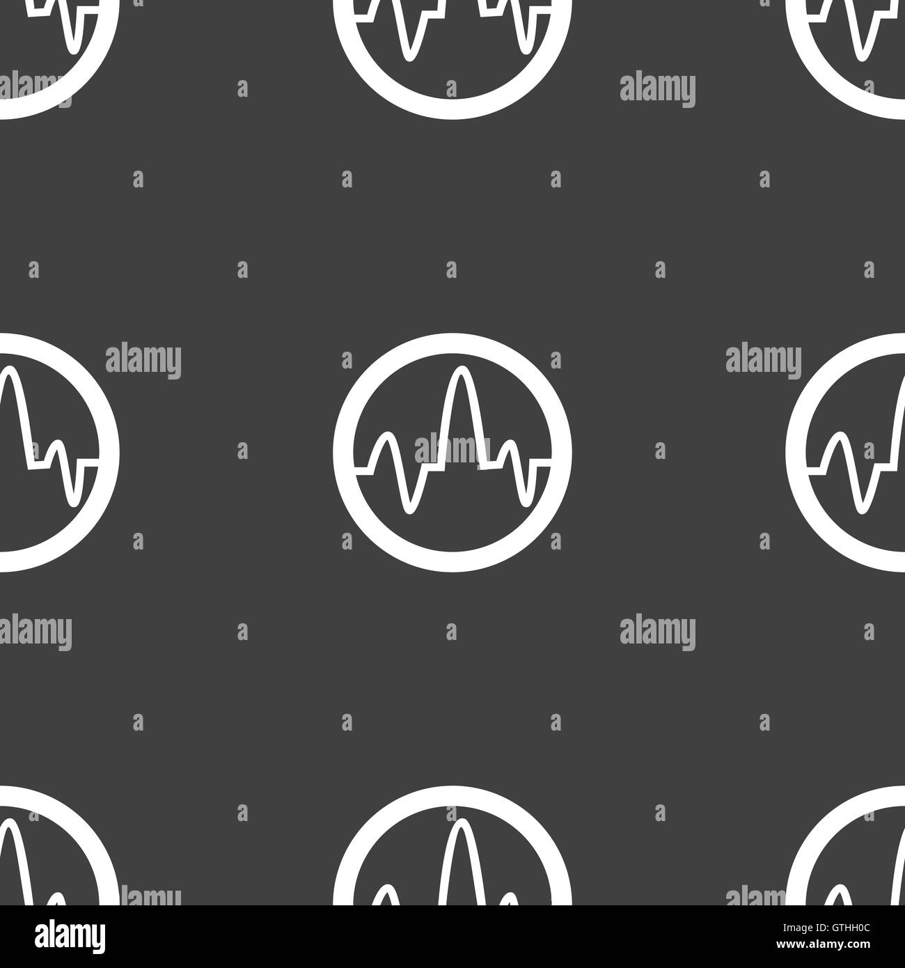 pulse Icon sign. Seamless pattern on a gray background. Vector Stock Vector
