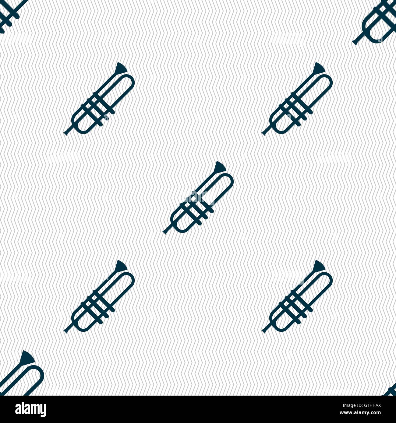 Trumpet icons sign. Seamless pattern with geometric texture. Vector ...