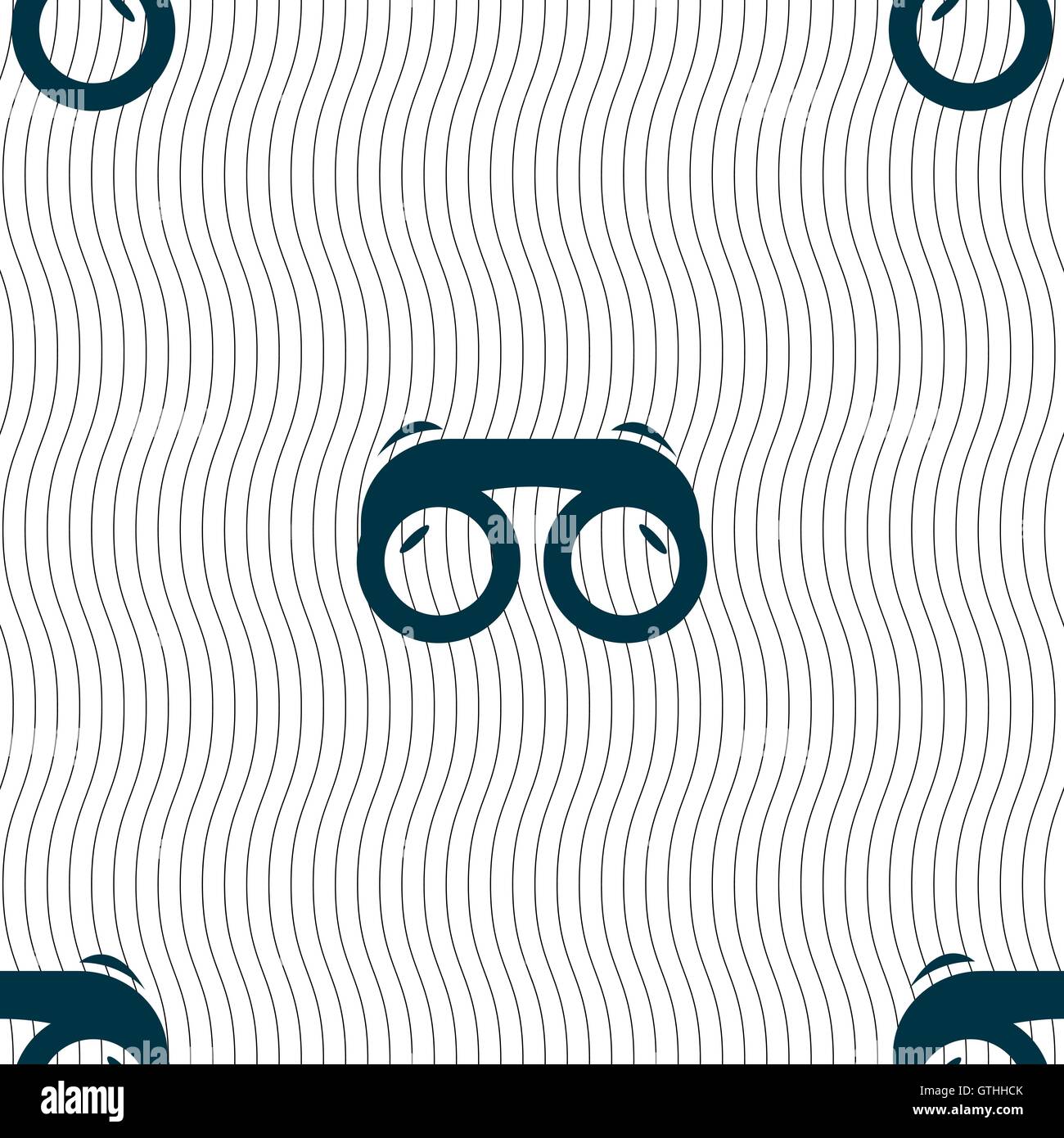 binoculars icon sign. Seamless pattern with geometric texture. Vector Stock Vector