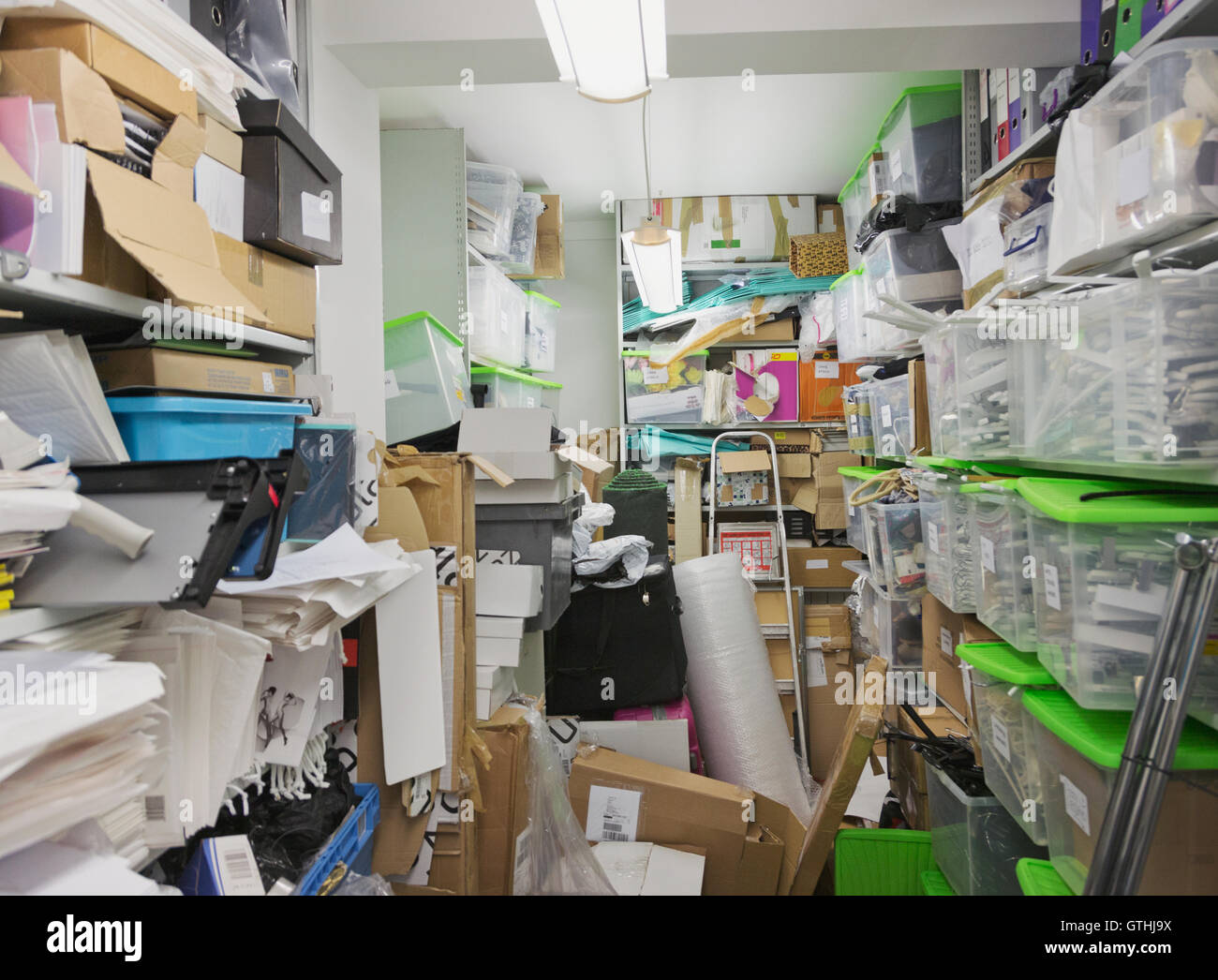 Messy office storage closet Stock Photo