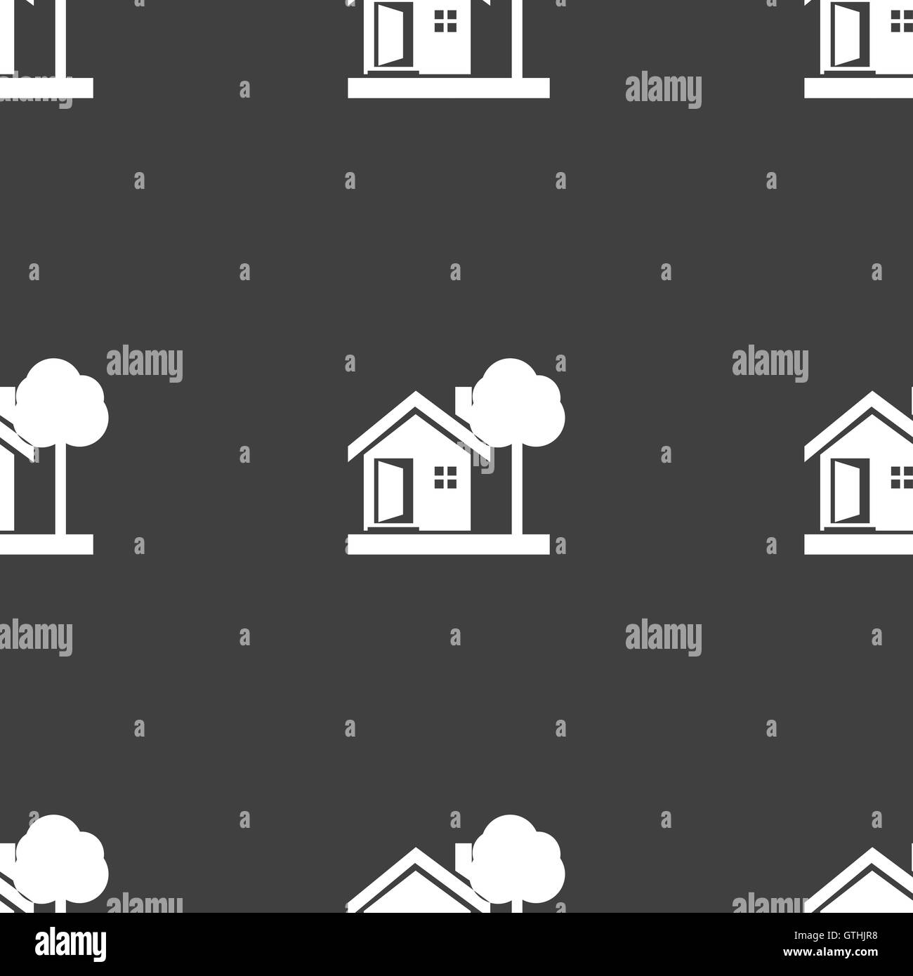 house icon sign. Seamless pattern on a gray background. Vector Stock ...