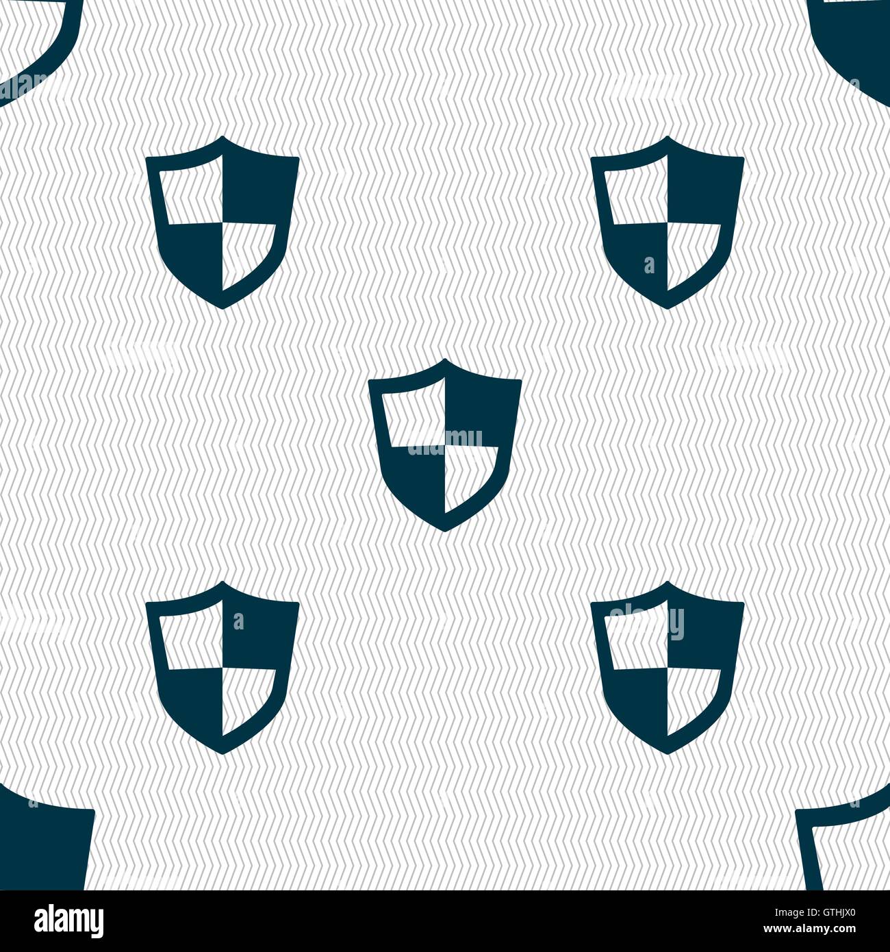 shield icon sign. Seamless pattern with geometric texture. Vector Stock ...