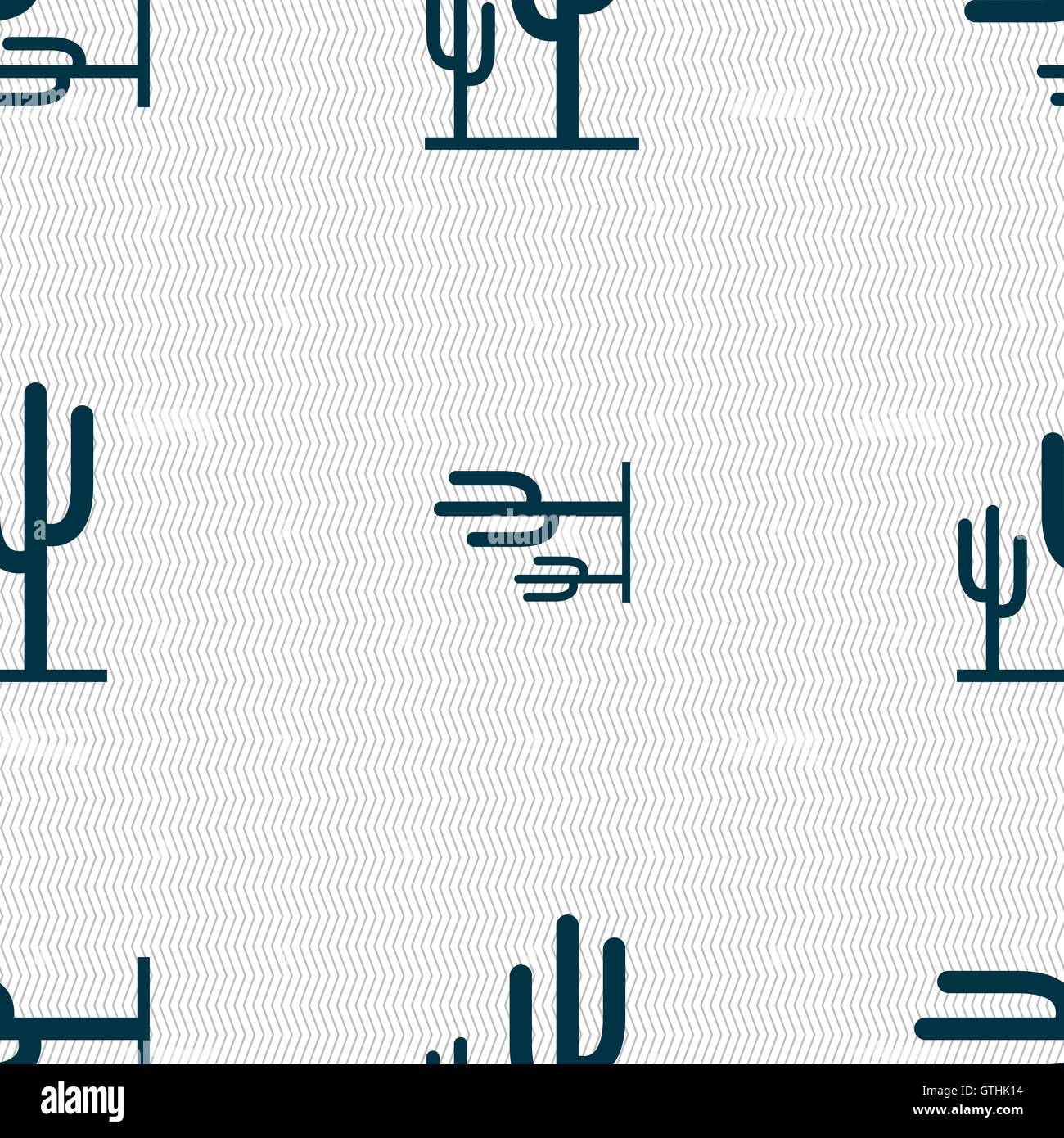 Cactus icon sign. Seamless pattern with geometric texture. Vector Stock ...