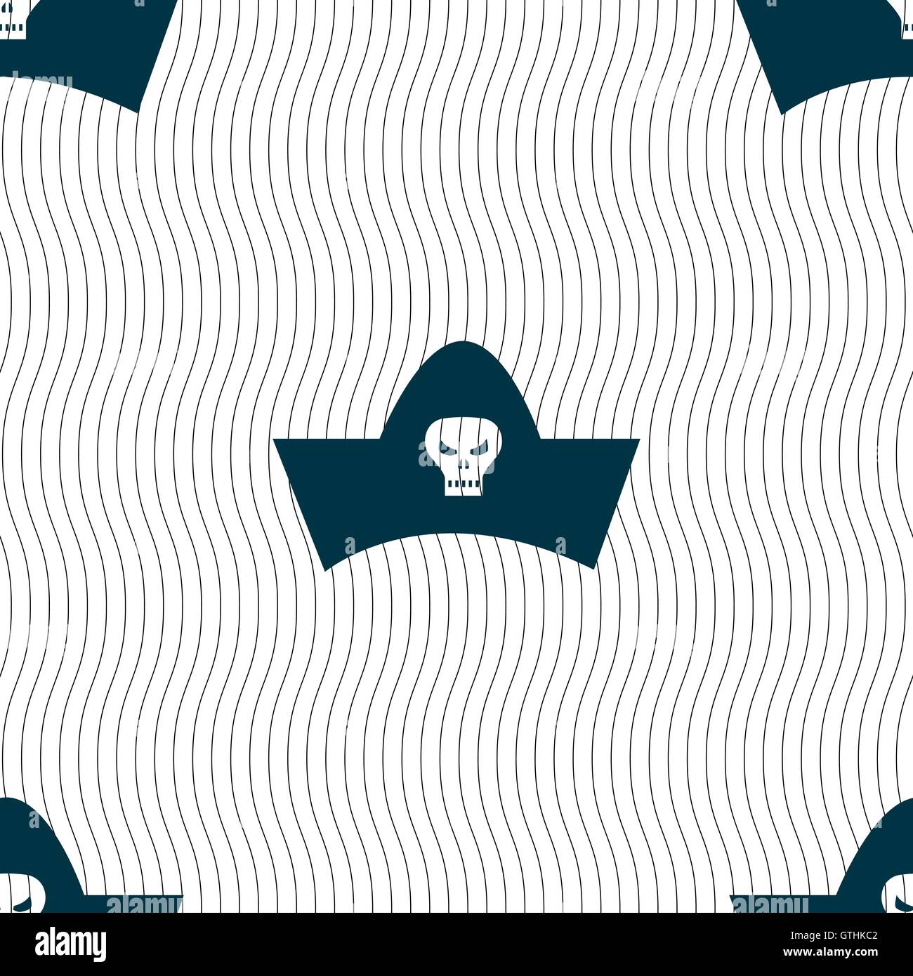 black pirate hat with skull and crossbones icon sign. Seamless pattern ...