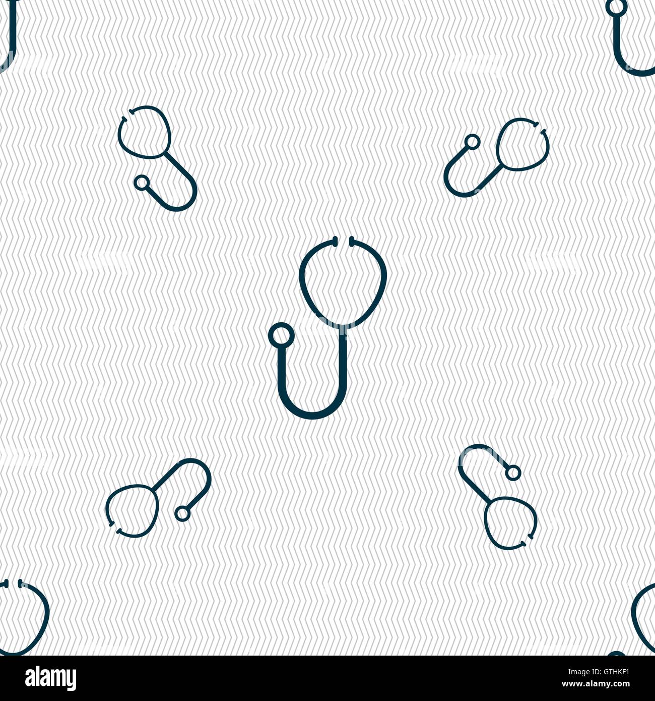 Stethoscope Icon sign. Seamless pattern with geometric texture. Vector ...