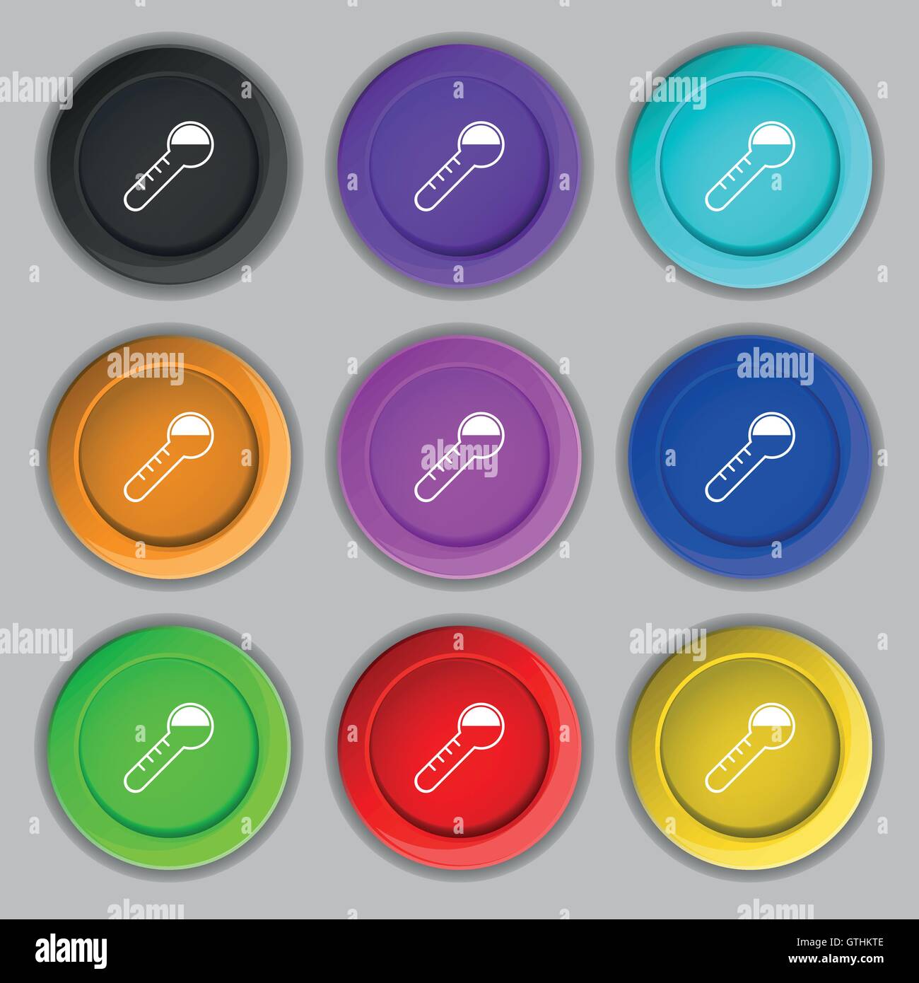 Thermometer icon sign. symbol on nine round colourful buttons. Vector ...