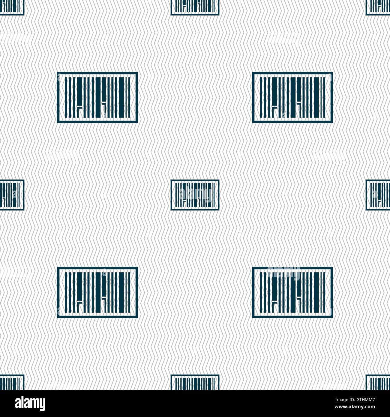 Barcode Icon sign. Seamless pattern with geometric texture. Vector Stock Vector