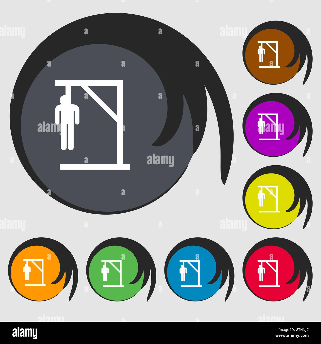 Suicide concept icon sign. Symbols on eight colored buttons. Vector Stock Vector