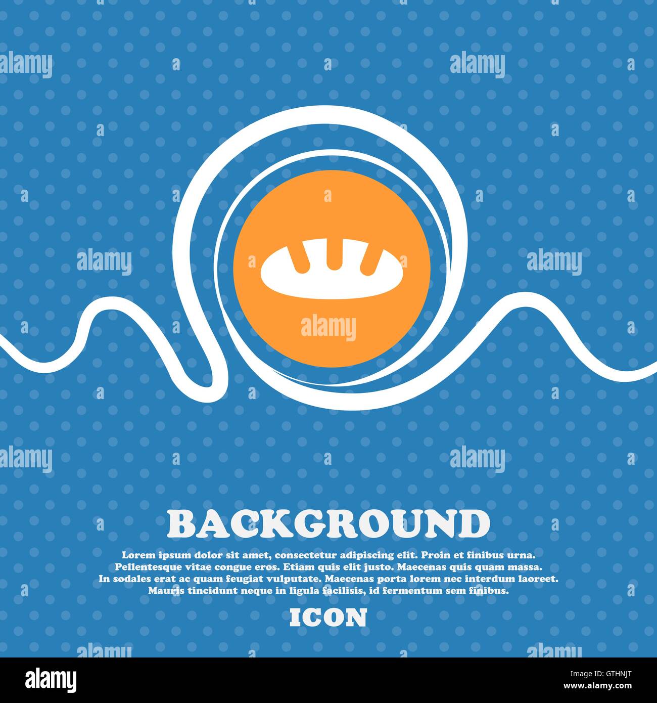 Bread icon sign. Blue and white abstract background flecked with space ...