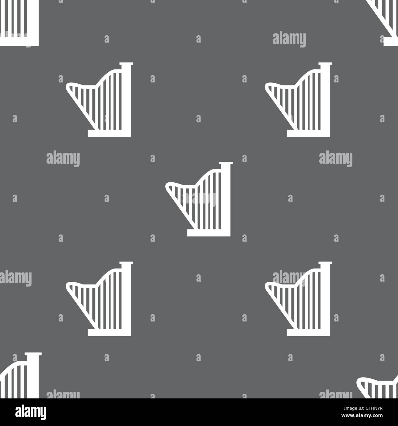 Harp icon sign. Seamless pattern on a gray background. Vector Stock ...