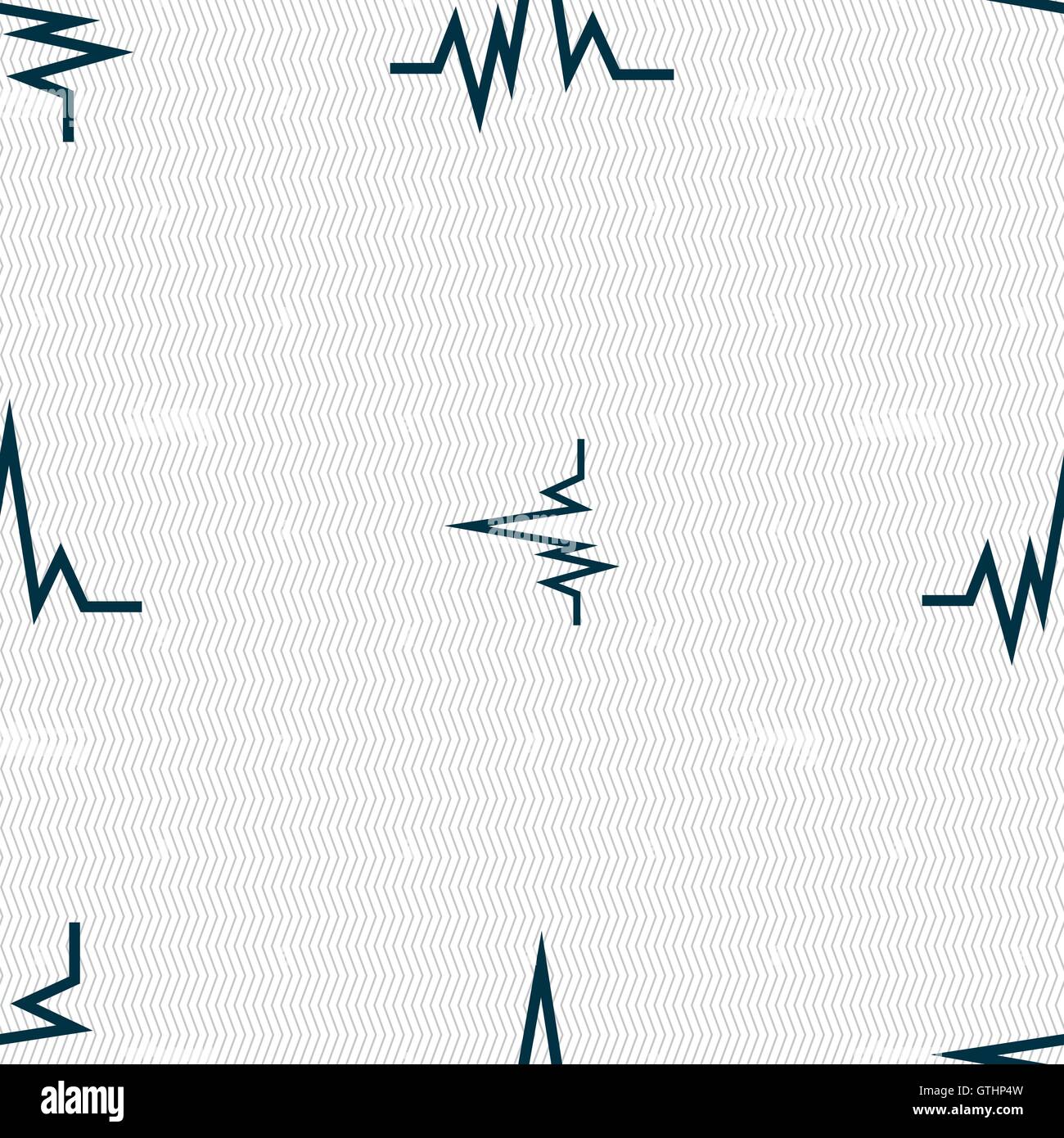 pulse Icon sign. Seamless pattern with geometric texture. Vector Stock ...