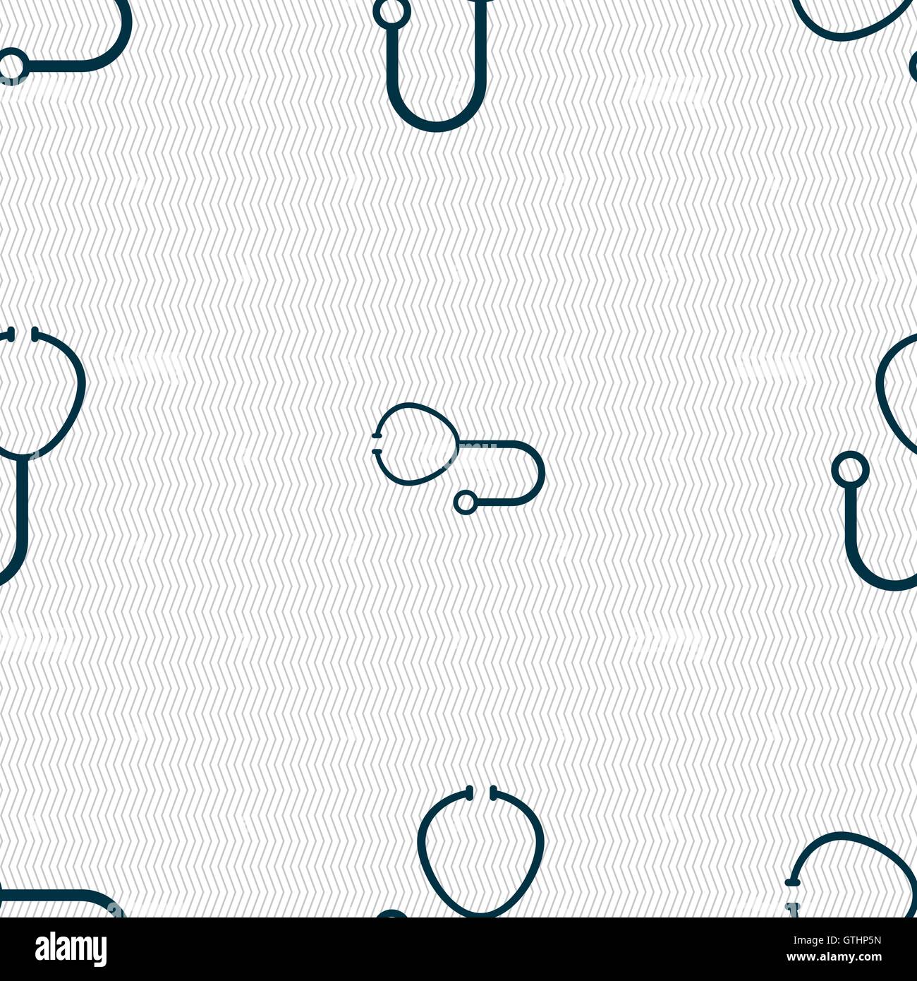 Stethoscope Icon sign. Seamless pattern with geometric texture. Vector ...