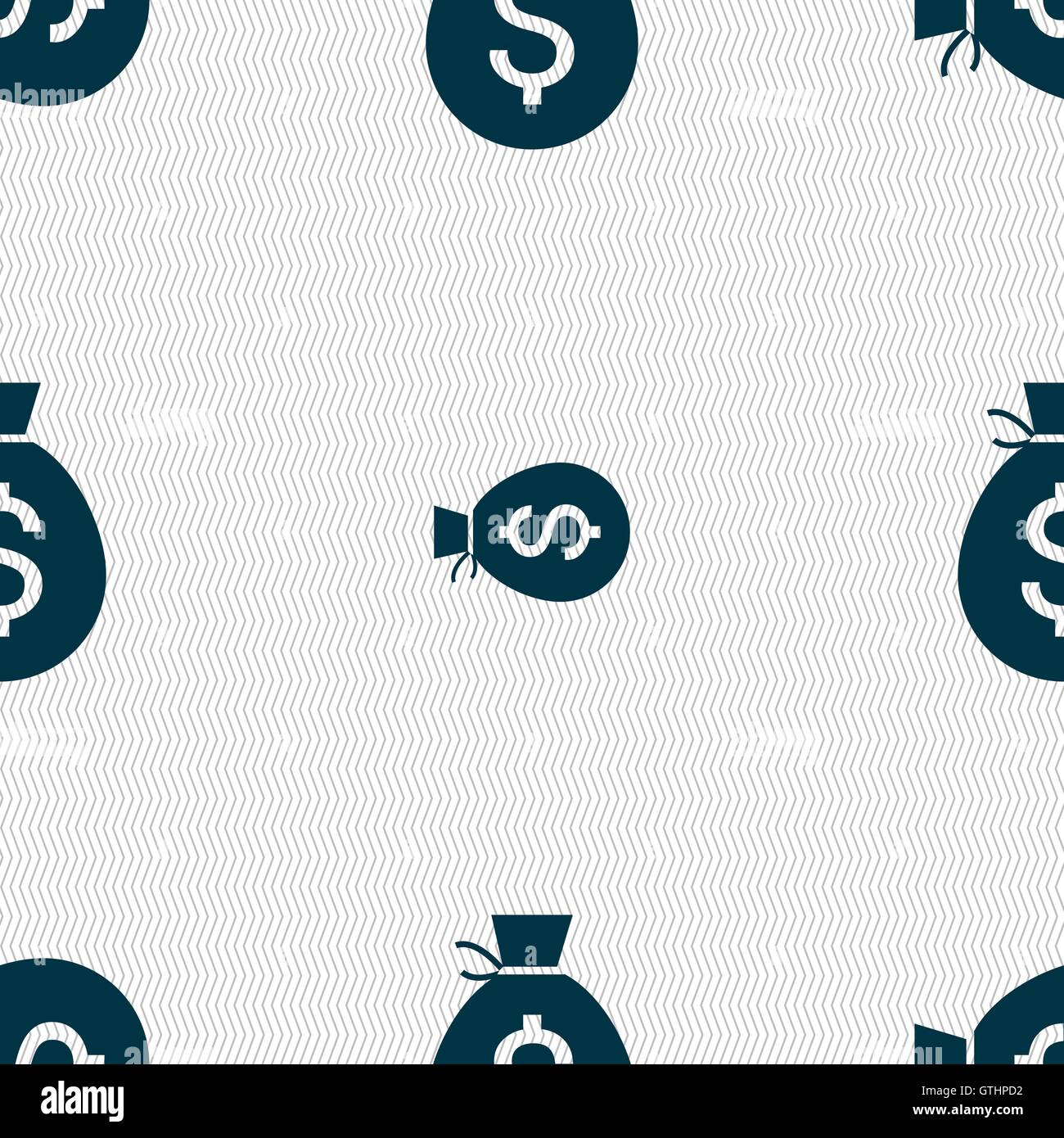 Money bag icon sign. Seamless pattern with geometric texture. Vector ...