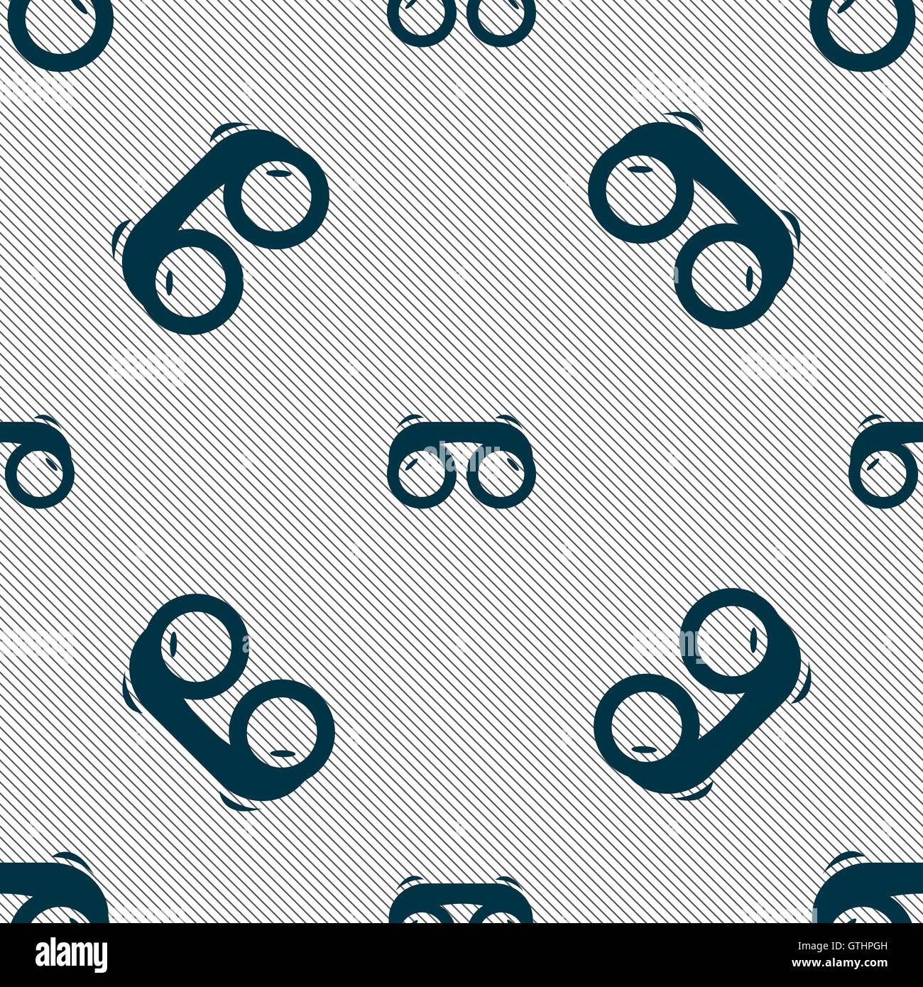 binoculars icon sign. Seamless pattern with geometric texture. Vector Stock Vector