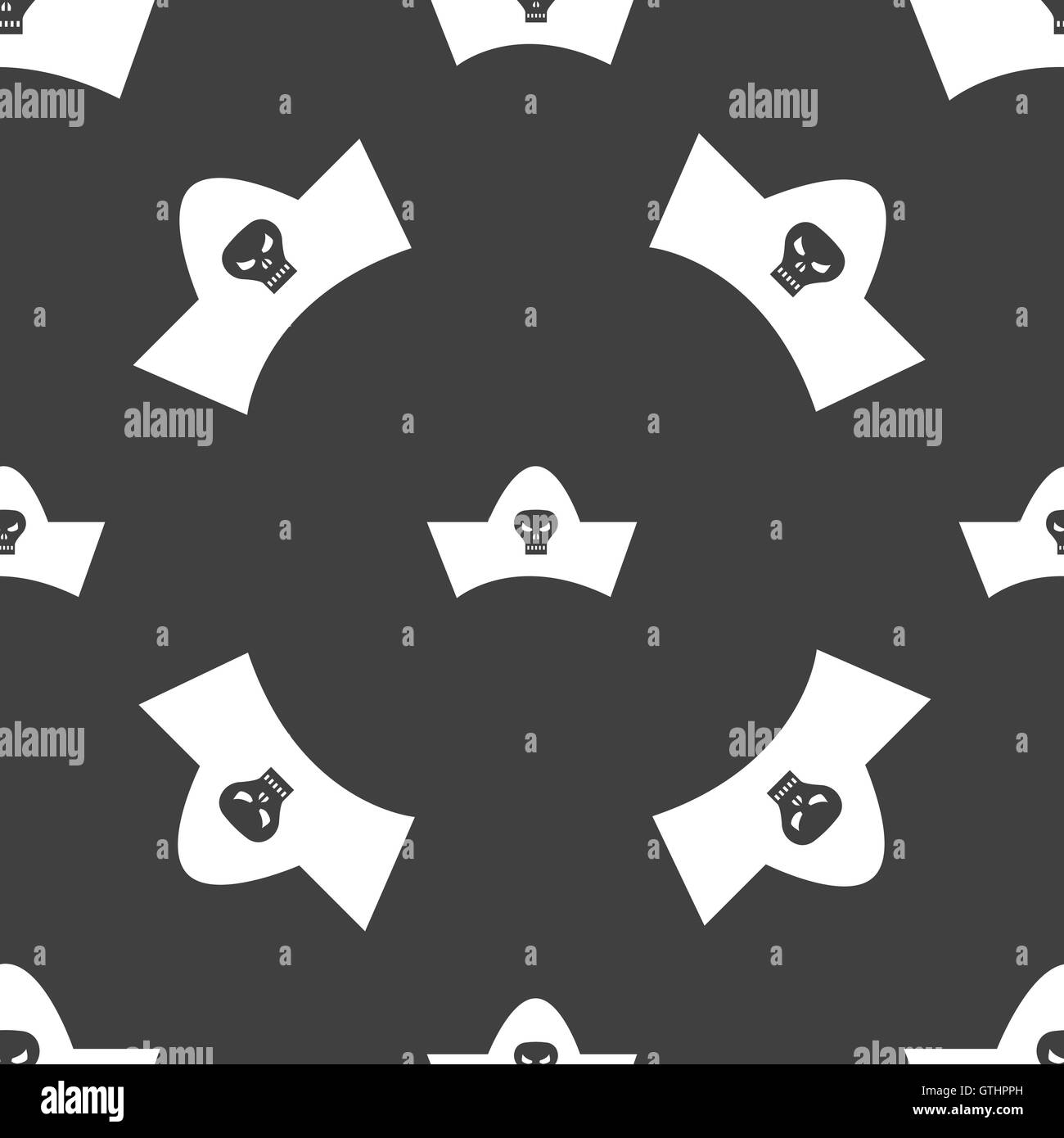 black pirate hat with skull and crossbones icon sign. Seamless pattern ...