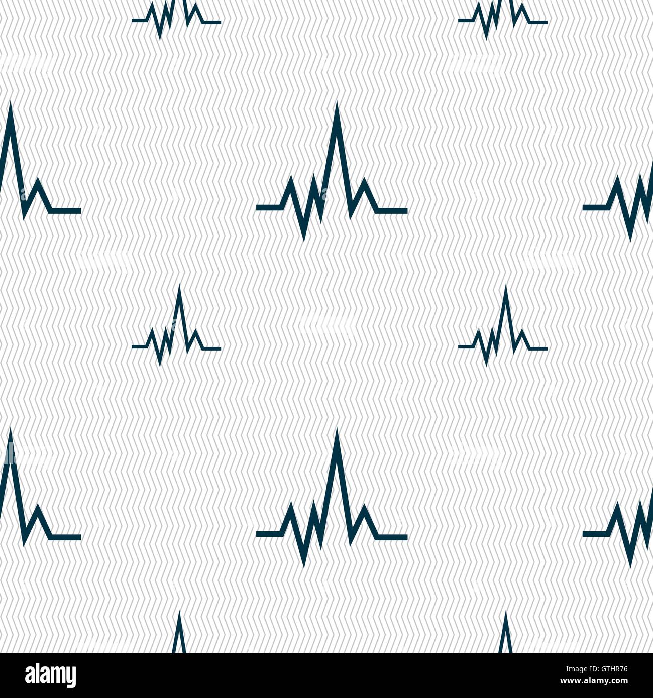 pulse Icon sign. Seamless pattern with geometric texture. Vector Stock ...