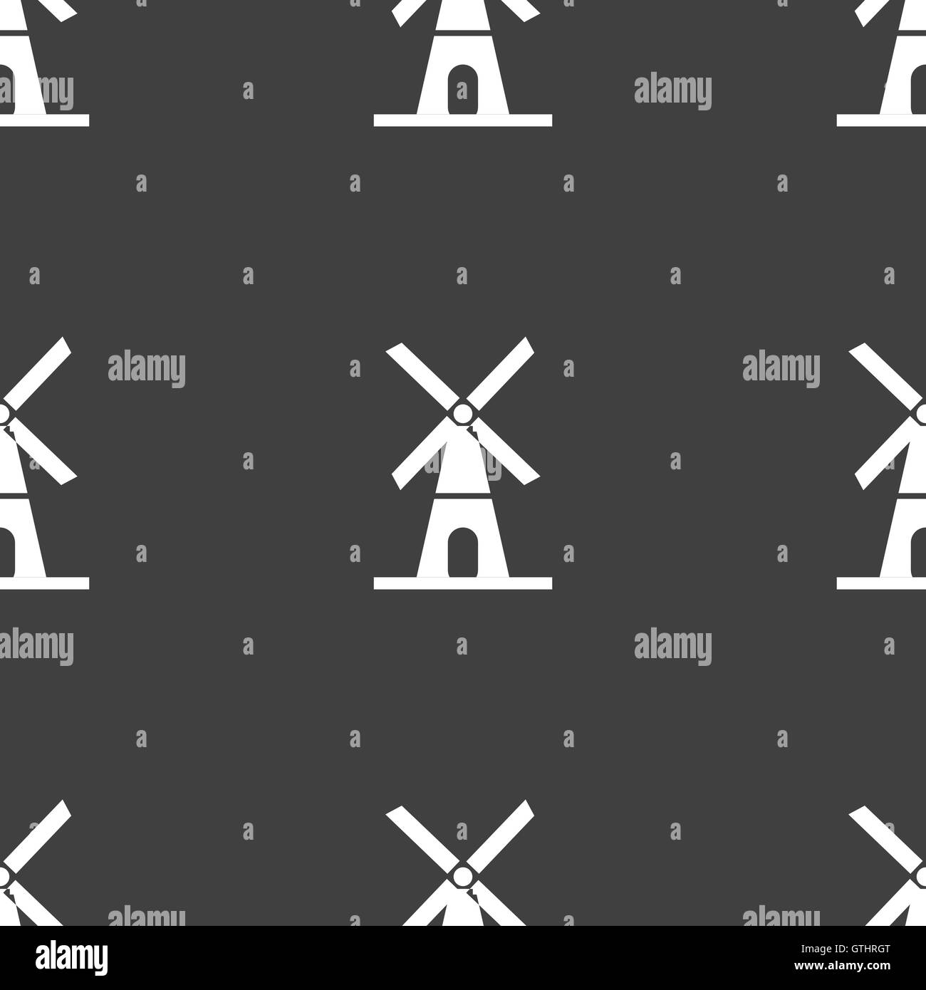 Mill icon sign. Seamless pattern on a gray background. Vector Stock Vector