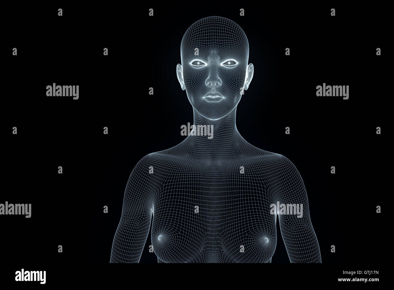 Human Holoform Rung Human Wireframe Hologram in Motion. Nice 3D Rendering Stock Photo - Alamy