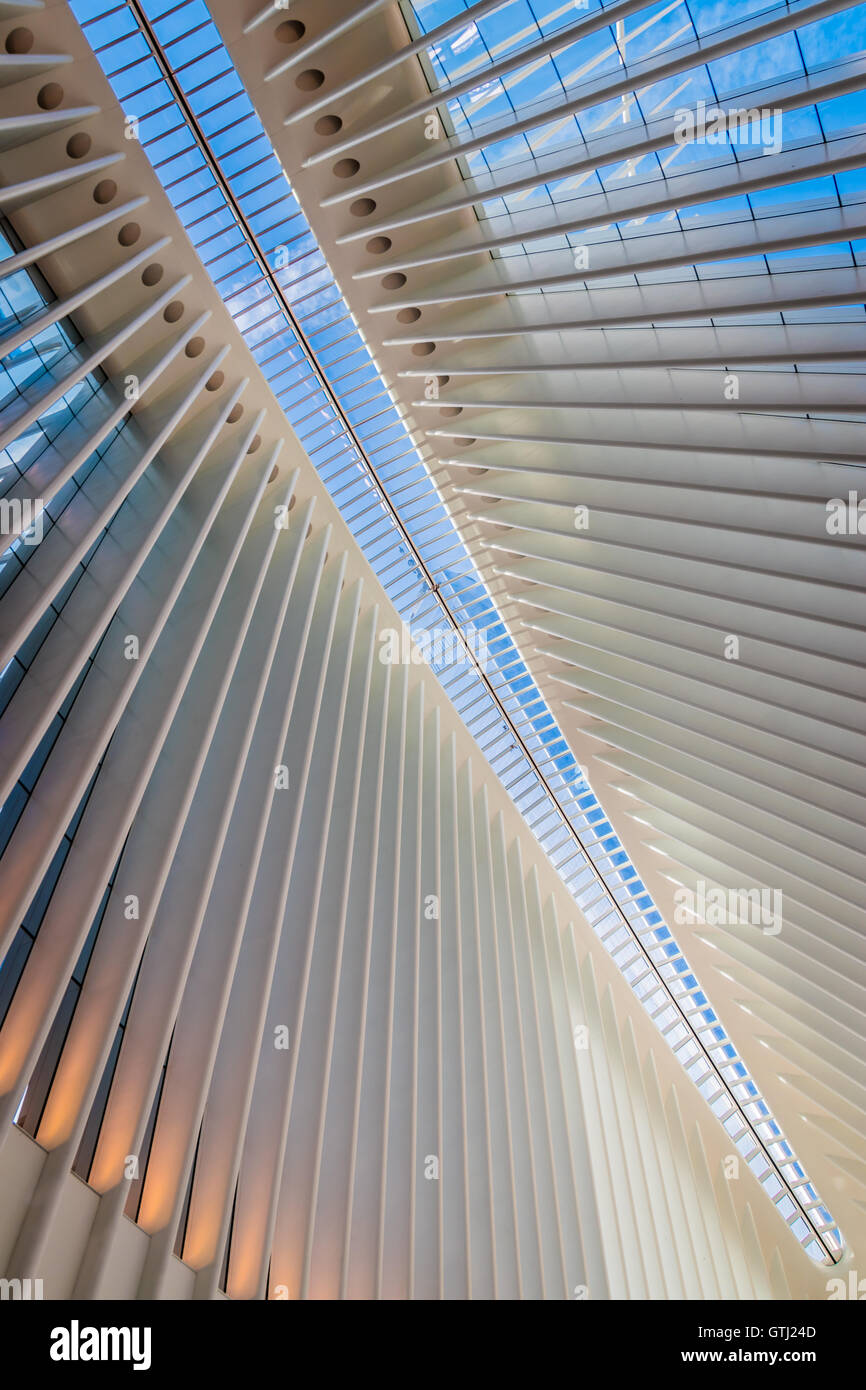 Inside the oculus memorial seen through the glass roof hires stock