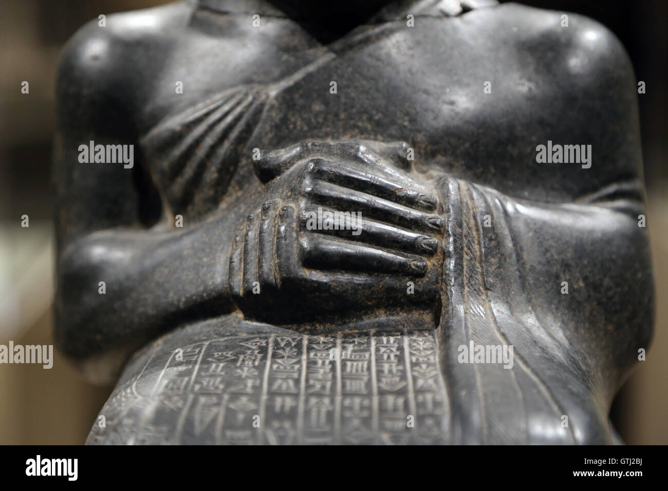 Statue of Gudea. Neo-Sumerian. ca. 2090 BC. Mesopotamia, probably from Girsu (modern Tello). Diorite. Stock Photo