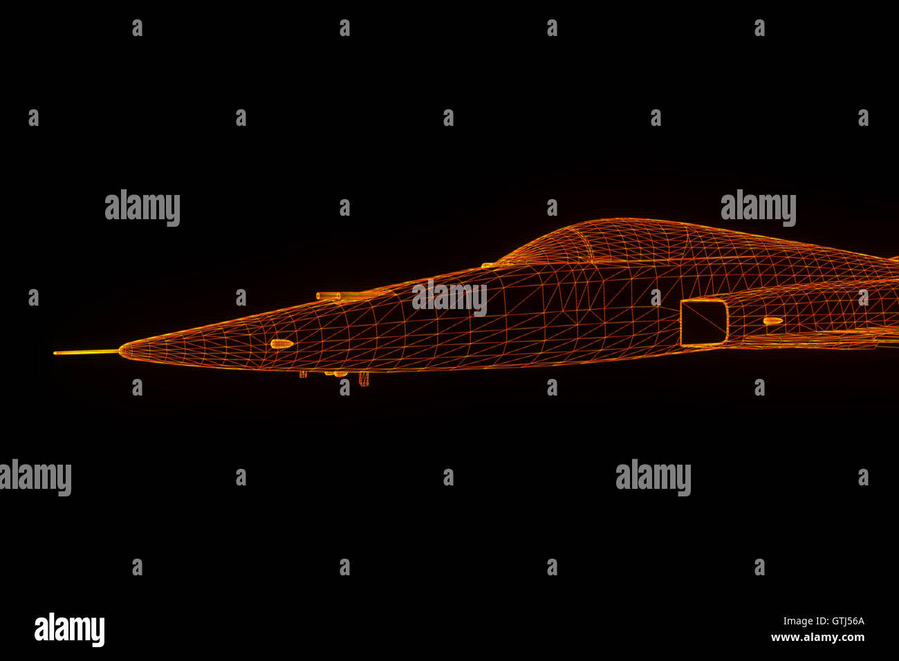 Airplane in Hologram Wireframe Style. Nice 3D Rendering Stock Photo - Alamy