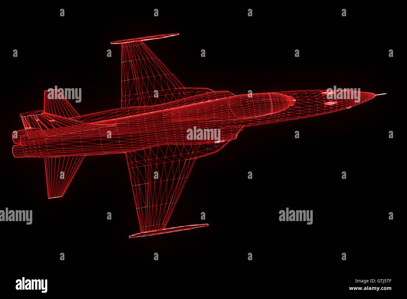 Airplane in Hologram Wireframe Style. Nice 3D Rendering Stock Photo - Alamy