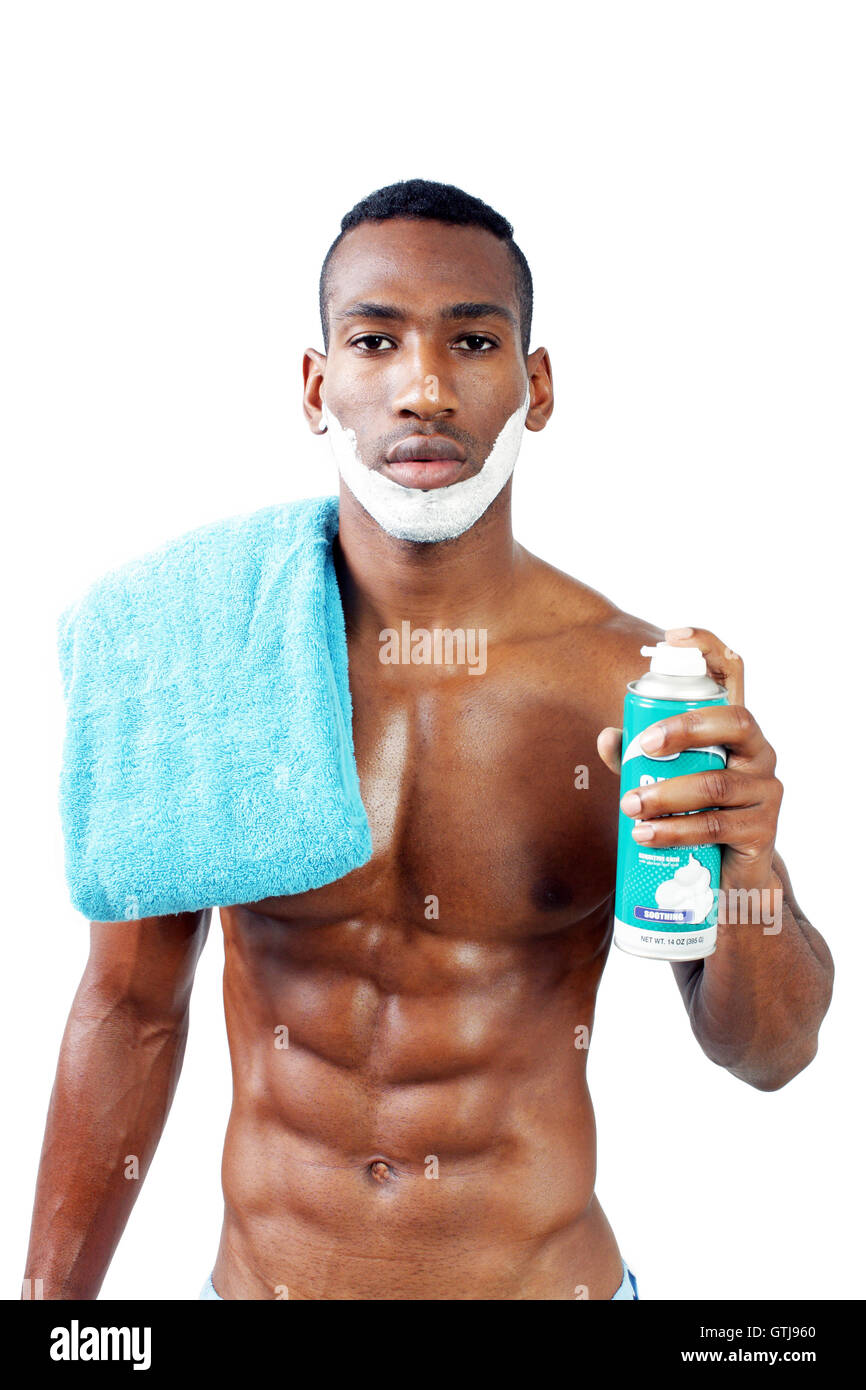 Handsome Black Man Shaving (1 Stock Photo Alamy