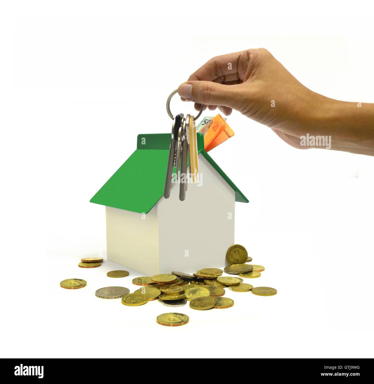 Property investment concept with hand holding bunch of keys Stock Photo