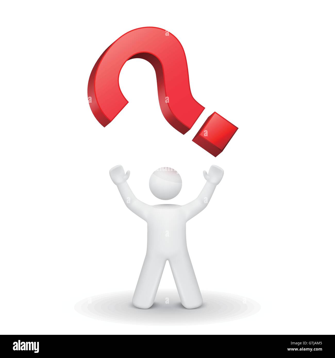 3d person looking up at question mark isolated white background Stock ...
