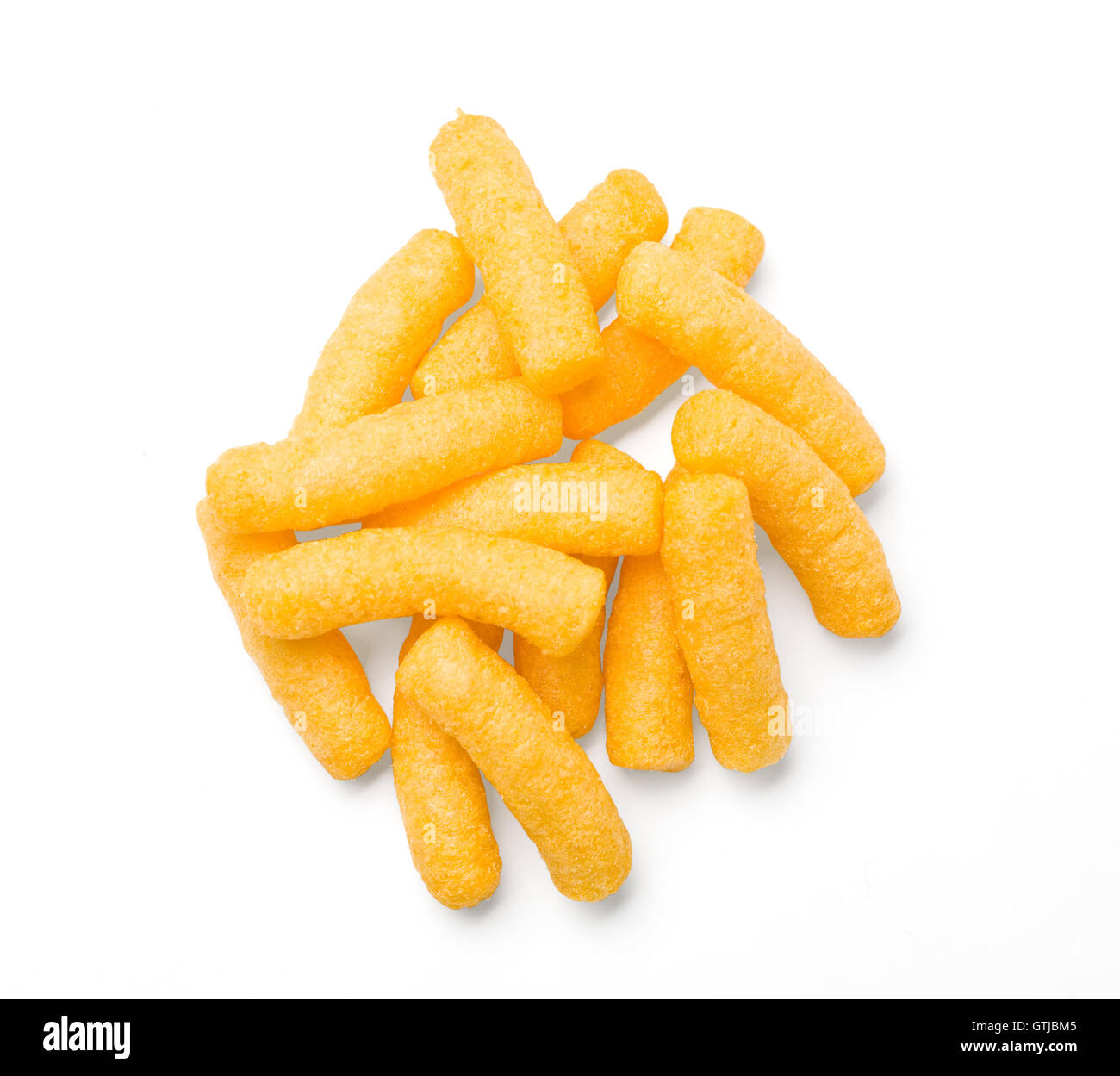 Cheese curls isolated Stock Photo Alamy
