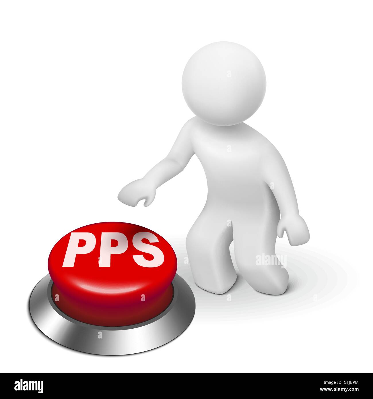 3d man with pps pay per sale button isolated white background Stock Vector