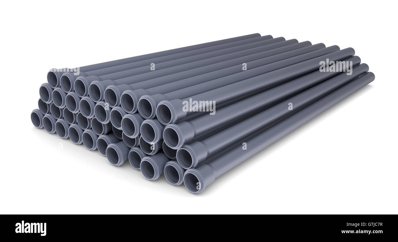 Grey PVC sewer pipes Stock Photo Alamy