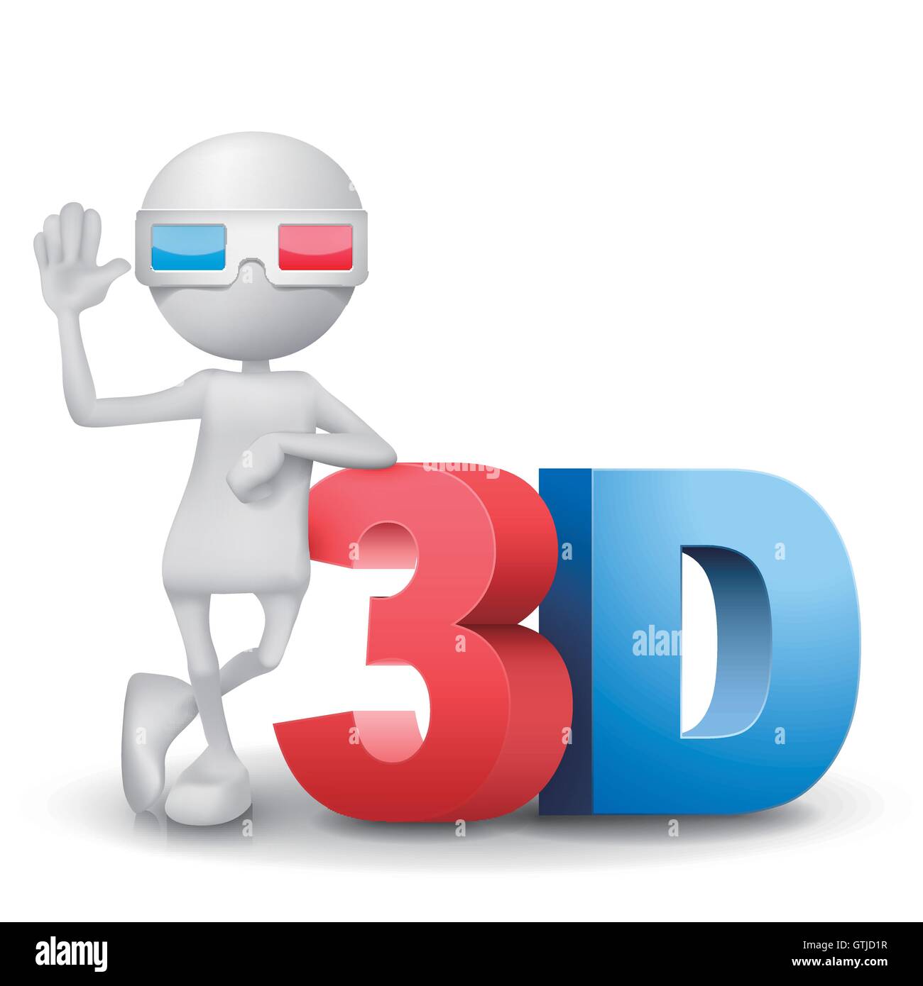 3d person with a 3d word Stock Vector