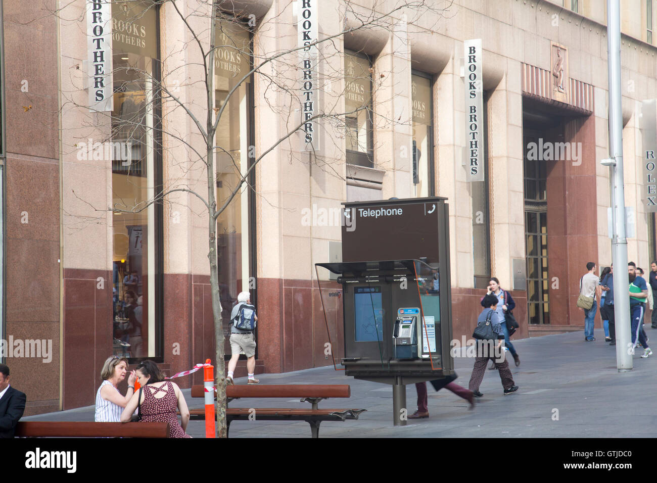Martin Place in Sydney city centre, with Brooks Brothers mens clothing store,Australia Stock Photo