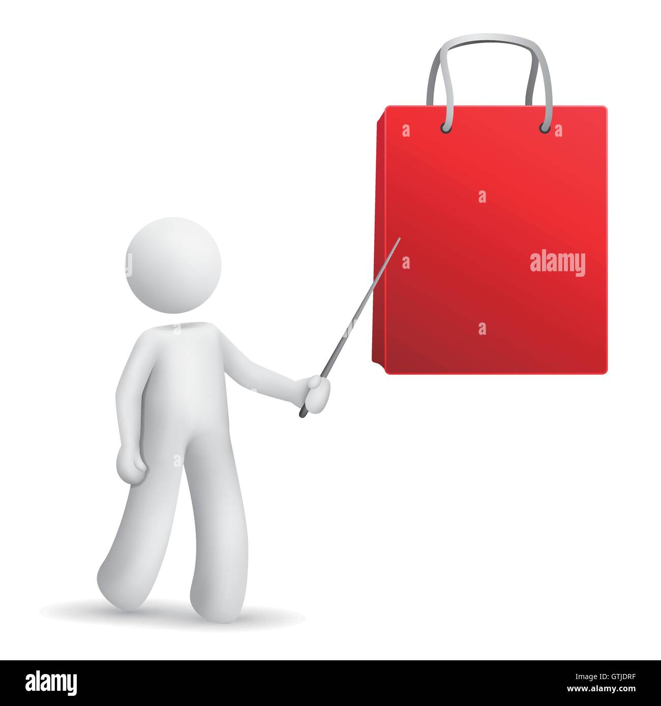 3d person pointing at the shopping bag isolated white background Stock ...