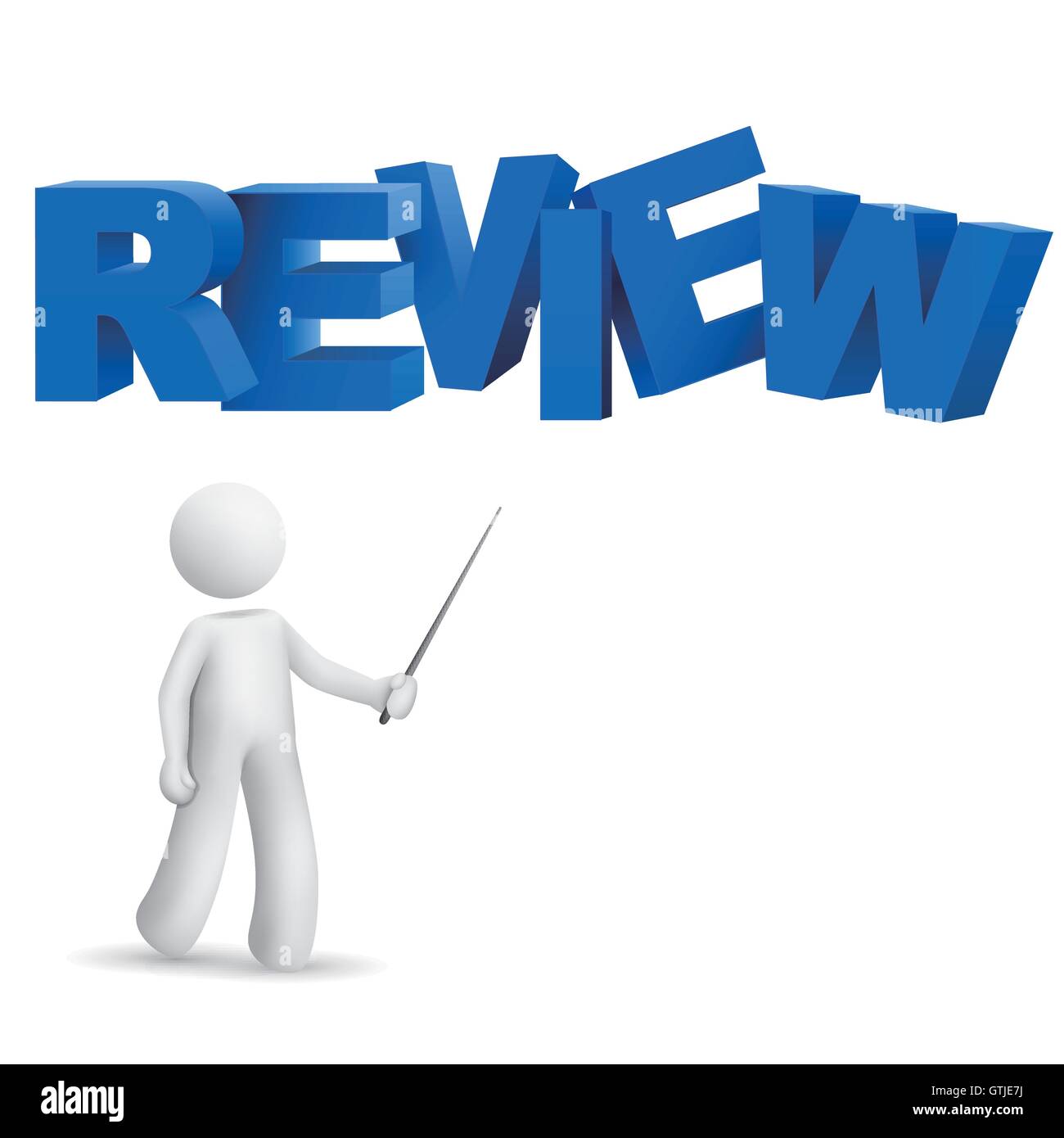3d person pointing at a word &quot;review&quot; isolated white background Stock ...