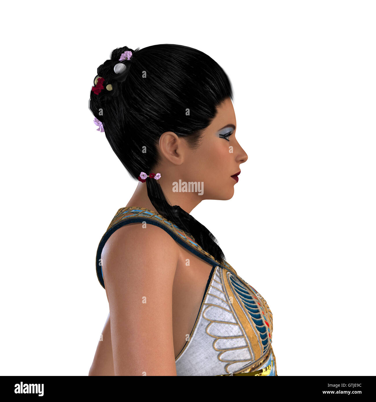 Egyptian Nefertiti with Hair Stock Photo