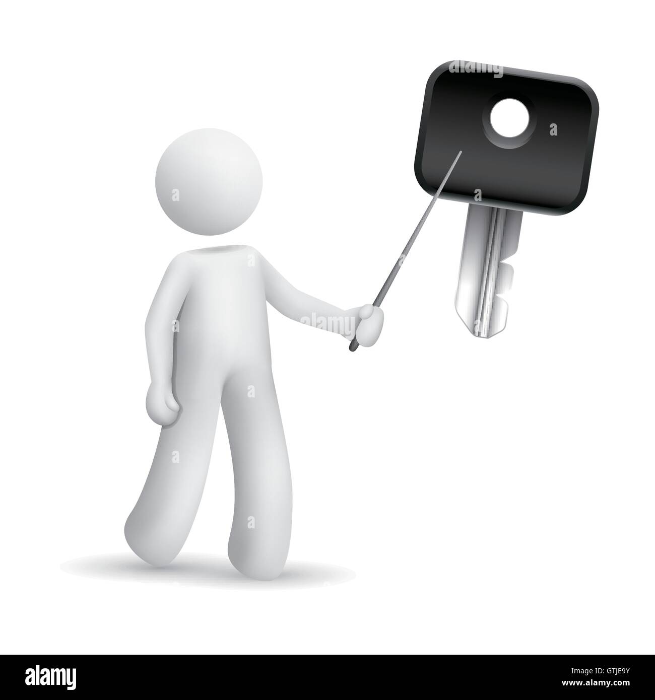 3d person pointing at a car key isolated white background Stock Vector