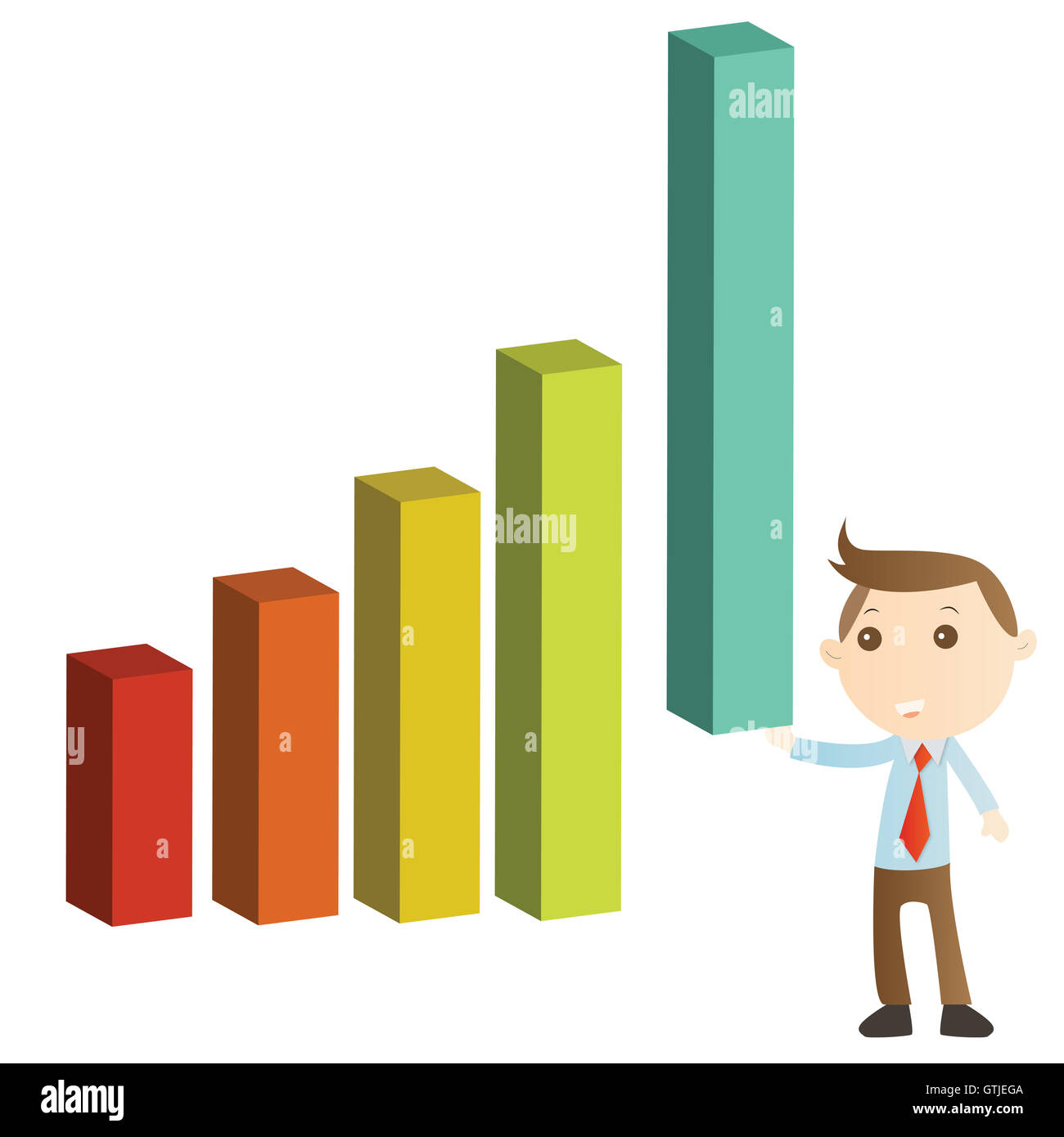 Businessman with graph on white background Stock Photo - Alamy