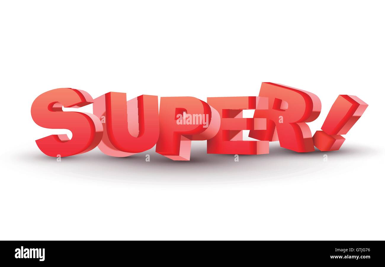 3D super word isolated white background Stock Vector Image & Art - Alamy