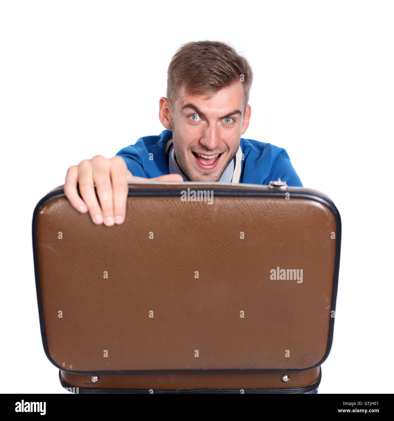 businessman holding open briefcase in hands Stock Photo Alamy