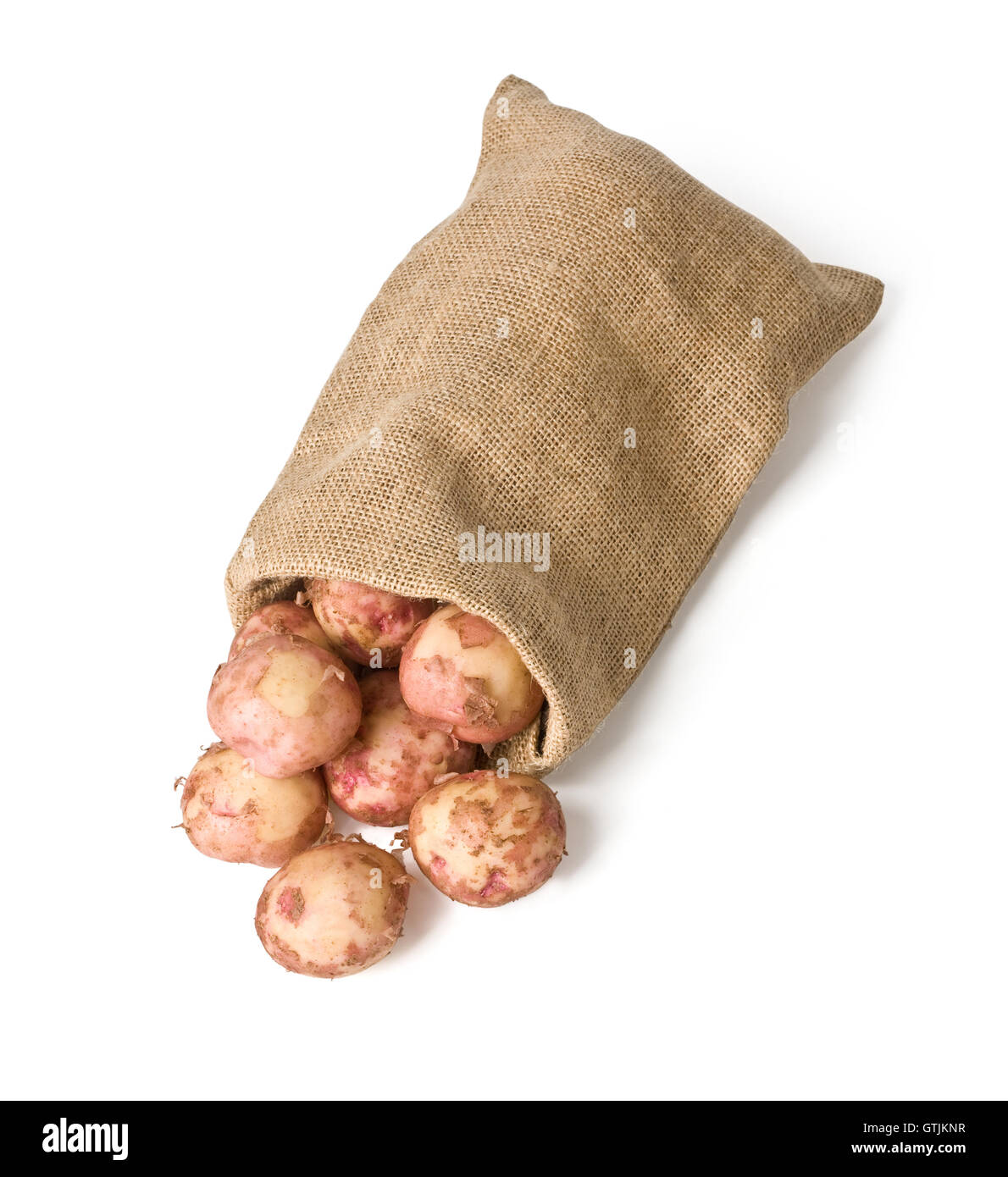 potatoes in burlap sack Stock Photo Alamy