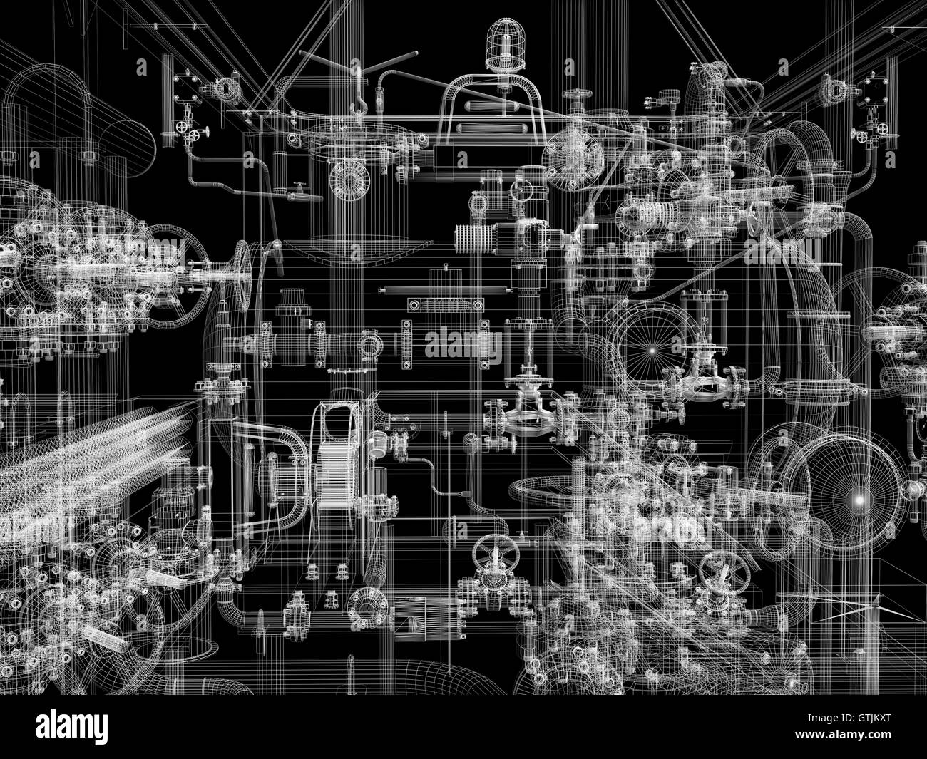 Industrial equipment. Wire-frame render Stock Photo - Alamy