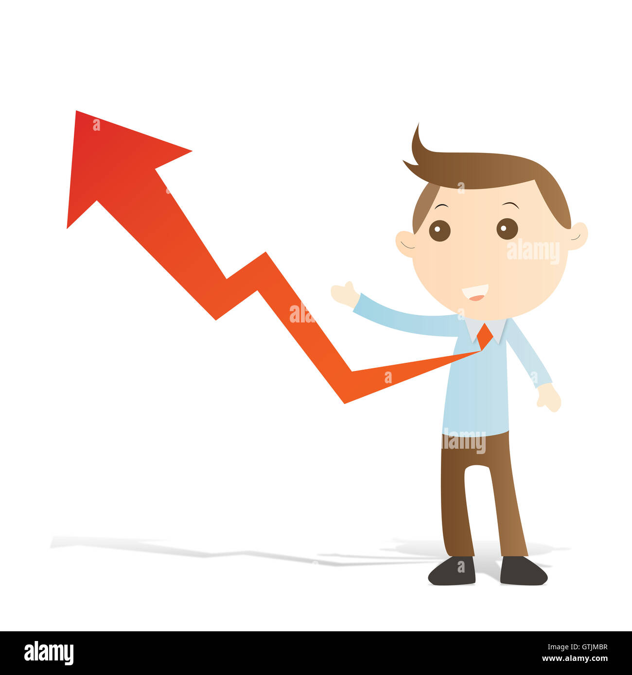 Businessman with graph on white background Stock Photo - Alamy