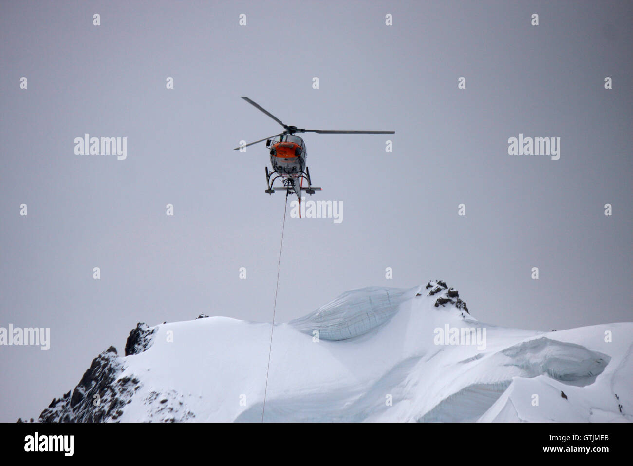 Hubschrauber, Mont Blanc-Massiv, Chamonix, Frankreich. Stock Photo