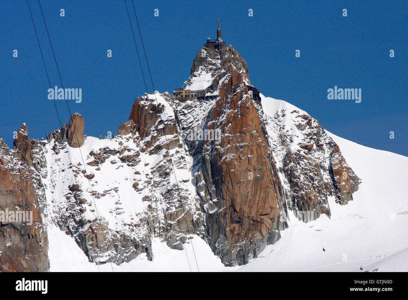 Impressionen: Aiguille du Midi, Mont Blanc-Massiv, Chamonix, Frankreich. Stock Photo