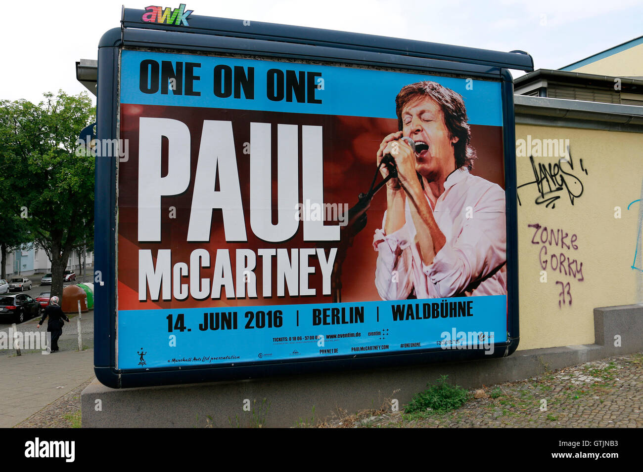 Plakat mit Werbung fuer ein Konzert von Paul McCartney, Berlin. Stock Photo