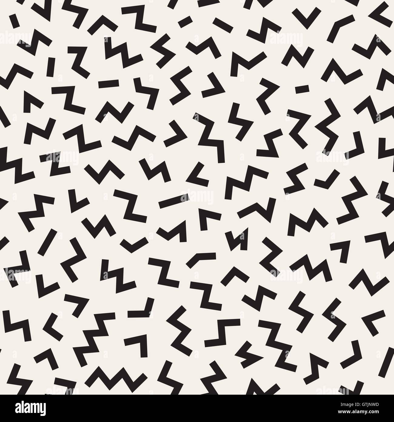 Vector Seamless Black and White Memphis Lines Jumble Pattern Stock ...